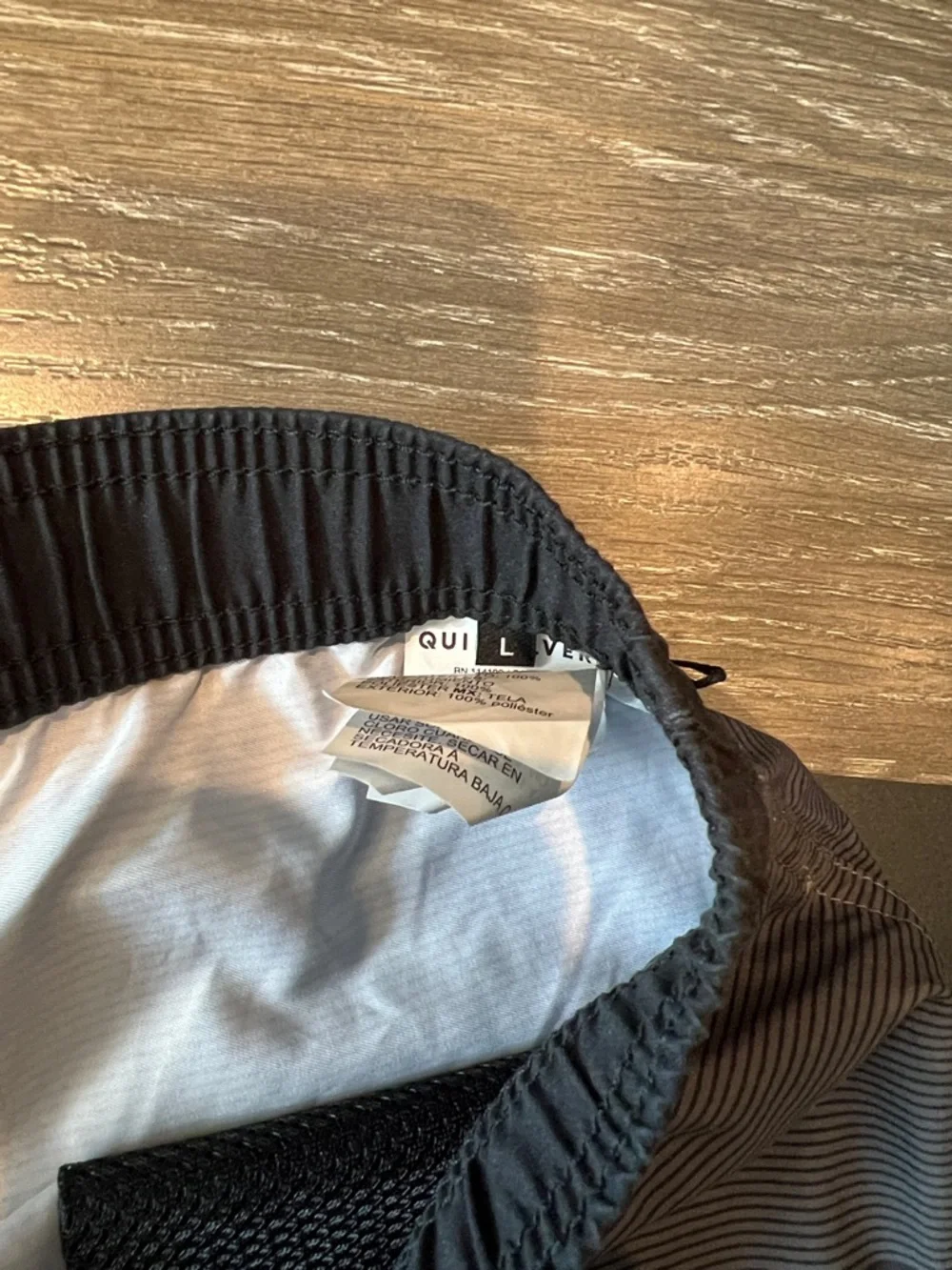 Quiksilver Grey and Black Striped Volley Shorts
